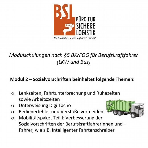 Schulungsinhalte Modulschulung #berufskraftfahrer #bkfweiterbildung #lkw #bus #weiterbildung