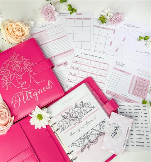 Aligned Undated Life Planner | Refillable A5 PU Leather Binder With Monthly, Weekly, Meal Prep & Wellness Planning Pages - Etsy