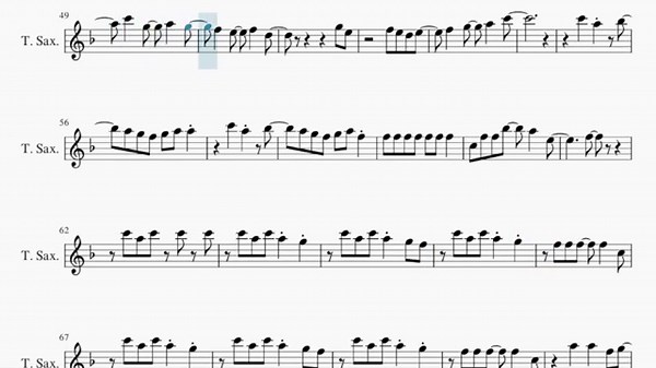 Tenor Sax Sheet Music: How to play Last Night by Treasure