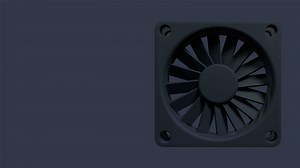 Computer fan cooler animation. Black cooling fan. 3D computer case fan