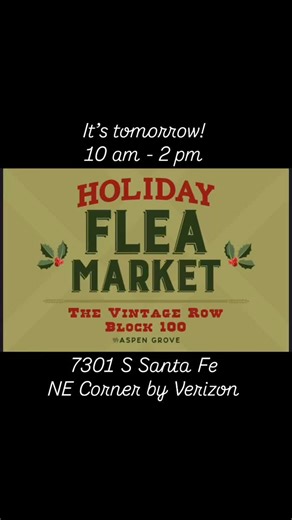 The Holiday Flea Market is back tomorrow! Join us for the fun! Block 100 at Aspen Grove is hosting another flea market in the parking lot - you just never know what treasures you might find! A little of this and a little of that and a whole lot of fun! . The weather is supposed to be perfect, grab a bite at the food truck, listen to music as you stroll the lot and stop in to each shop to check out what a happening for the holiday season! We will have things out on the sidewalk too! . If you have