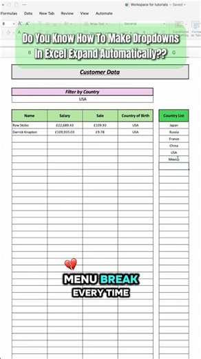 Make Your Excel Dropdown Lists Update Automatically