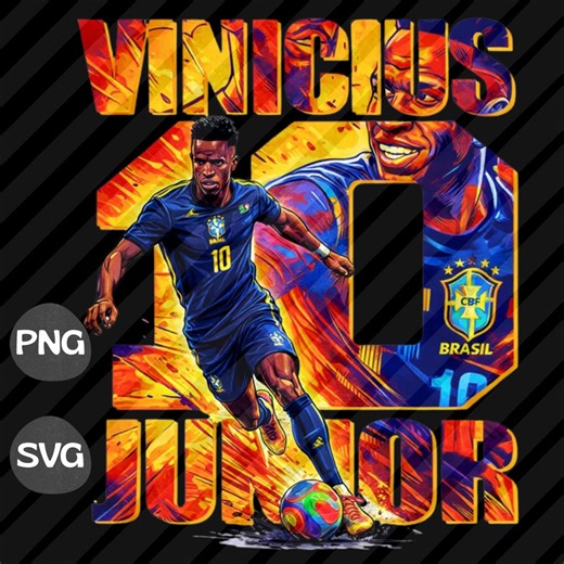 Football Player PNG T-shirt Design: Vinicius Junior Comic Graphic Shirt Sublimation, Soccer DTF Transfer, Brazil Soccer Fan Gift - Etsy