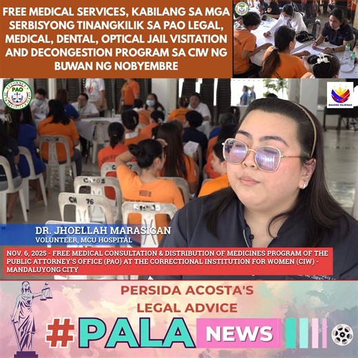 FREE MEDICAL SERVICES, KABILANG SA MGA SERBISYONG TINANGKILIK SA PAO LEGAL, MEDICAL, DENTAL, OPTICAL JAIL VISITATION AND DECONGESTION PROGRAM SA CIW NG BUWAN NG NOBYEMBRE JOIN & SUBSCRIBE sa ating— 1. YOUTUBE channel @Persida V.Rueda-Acosta Click the link to Subscribe: https://youtube.com/c/persidavruedaacosta 2. youtube music channel- https://music.youtube.com/channel/UCEReOGtg2NH0VkcCVzPZopA 3. Please click FOLLOW — @persidaacosta TIKTOK 4. Follow on INSTAGRAM @persidaacosta 5. Follow on X (TW