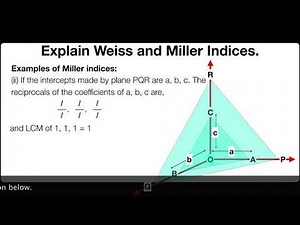 Explain Weiss and Miller Indices | Solid State | Physical Chemistry