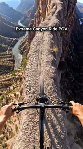 POV Mountain Biking Uphill Narrow Canyon Trail Extreme View Ride