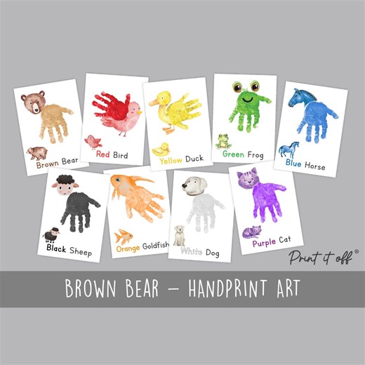 Brown Bear Handprint Craft Art Activity Colours Colors / Baby Toddler Child / Keepsake Learning / Print It off 0919 - Etsy