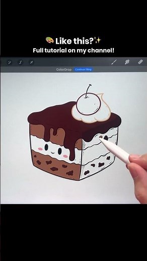 How to Draw a Kawaii Brownie in Procreate ✏️✨ #cute #whale