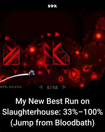 My New Best Run on Slaughterhouse: 33%–100% (Jump from Bloodbath) #geometrydash #gd #gameplay #games