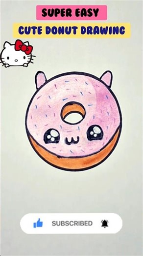 Easy Cute Donut Drawing Step-by-Step for Beginners | Kawaii Art #shorts #shortvideo #kidsart #art