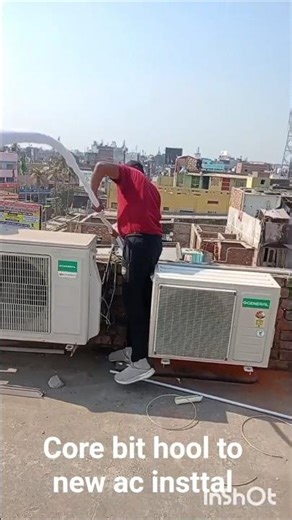 core bit hool to ac insttal paipe pheting #experimnent #saport_karo_dosto #airconditioner