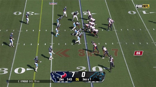 Brian Burns does not let Bryce Young get away on thrid-down sack