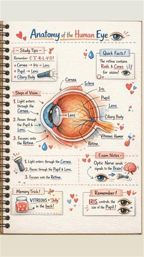 Human Eye diagram Explained - Perfect for EXAMS