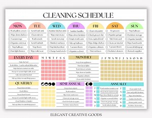 Cleaning Schedule Planner PDF, Printable Cleaning Checklist, Household Chores Colorful Chart Png, Customizable Cleaning Planner, to Do List - Etsy