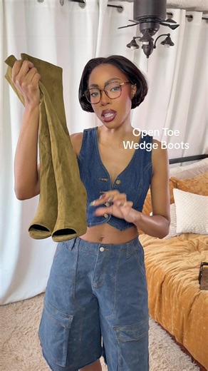 Spring outfit Inspo wearing these @Azalea Wang open toe boots #azaleawang #azaleawangofficial #springstyle #womensshoes #springfashiontrends Denim Vest @Keesee’s World Bermuda Shorts @Keesee’s World Crochet Hat @Keesee’s World