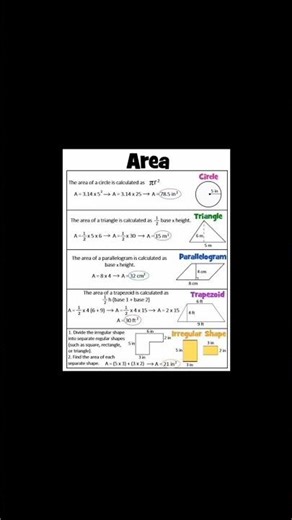 "Stop forgetting these Area formulas!"#MathTricks #StudyHack #Calculus #Geometry #MathHelp #love