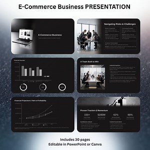 E-commerce Business Presentation Template Online Store Strategy Pitch Deck Startup Investor Slides Digital Commerce Canva Template 30 Slides - Etsy