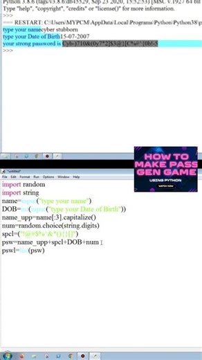 How to Build a Game using python . Password Generator #coding #games #coder #codingfun #codinglife