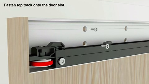 CALHOME 39 in. Soft Close and Open Interior Hidden Track Sliding Barn Door Hardware Set GHOST-SC-60-1M