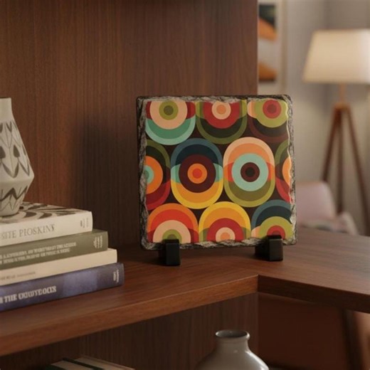 Mid Century Modern Orb Art Slate Tile – Retro Mod Circle Pattern Decor – Colorful Abstract Gift for MCM & Vintage Design Fans - Etsy