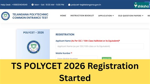 TS POLYCET 2026 Application Form OUT at polycet.sbtet.telangana.gov.in; Apply By April 20