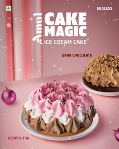 This Christmas, let the magic unfold with Amul Cake Magic. Celebrate the season of joy with delicious ice cream cake that brings together creamy flavours and holiday cheer in every slice. #AmulCakeMagic #MerryChristmas #IceCreamCake #Delicious | Amul