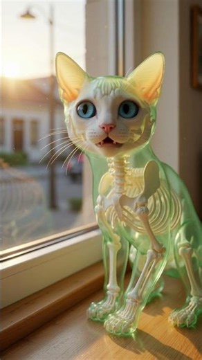Skeleton cat's biggest fear revealed #animation #emotional #shorts
