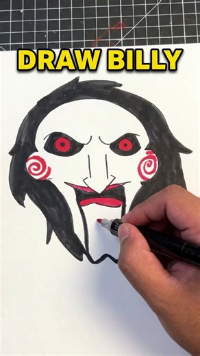 How to draw Billy the puppet from Saw 😱 #howtodraw #halloween #shorts