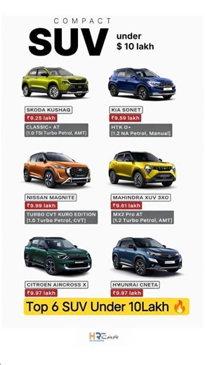 ₹10 Lakh Me Sabse Best SUV Kaunsi? 😱 | Top Compact SUVs 2026 🔥 #carshorts