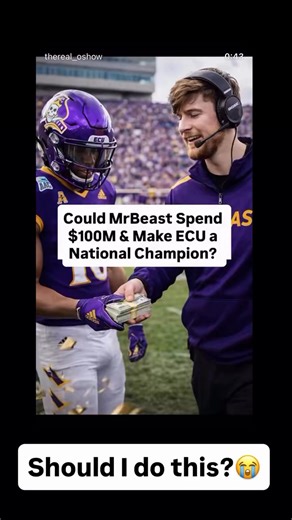 ICYMI: On Tuesday, Greenville‘s MrBeast shared a video where he acknowledged an idea that was first posted in December where a fan suggested he pay $100 million to help ECU’s football team win a national championship. Do you think he should do it? Clip and the crew will discuss this and more on “PRL” at 3. Story: https://pr927fm.com/could-mr-beast-help-ecus-football-program-win-a-national-title/h | Pirate Radio 92.7FM Greenville