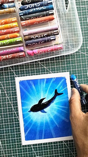 Easy Underwater Dolphin Drawing 🌊🐬 | Oil Pastel Art Tutorial for Beginners