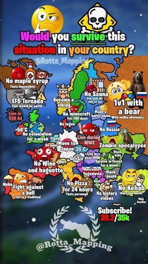 Would you survive this situation in your country? 🤔🥀⚠️ #map #mapping #geography #geo #europe #mapper