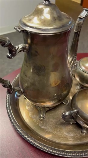 Using ProtectaClear on a Silver Tea Set #diy #lifehack #everbrite #protectaclear #crobialcoat #cleaninghack #metalrestoration #fyp #metalcleaning #silver #silverpolishing #polishing