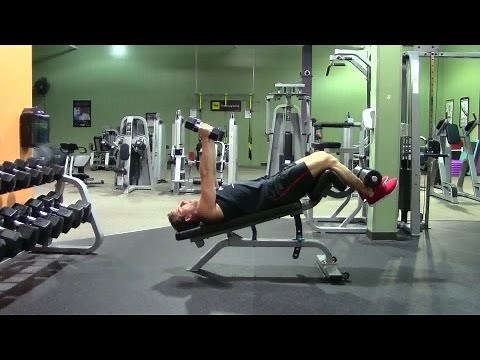 Dumbbell Decline Triceps Extension - HASfit Triceps Exercise Demonstration - Decline Extensions