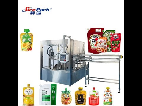 How To Packaging Spout Pouch : Automatic Spout Pouch Filling And Capping Machine