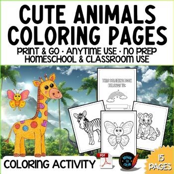 Free Cute Animals Coloring Pages | Print & Go Activity | Classrooms & Homeschool