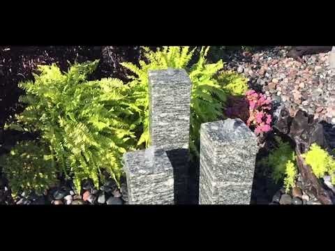 Rough Speckled Granite Triple Stone Fountain | Outdoor Water Fountain