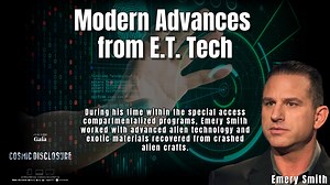 During his time within the special access compartmentalized programs, Emery Smith worked with advanced alien technology and exotic materials recovered from crashed alien crafts. He describes the various frequency-based devices and consciousness-assisted technologies that were integral parts of extraterrestrial vehicles. Many of these ships were living beings themselves, formed in space with sound, based upon the genetic code of the pilot. As big corporations continue to find new uses for this te