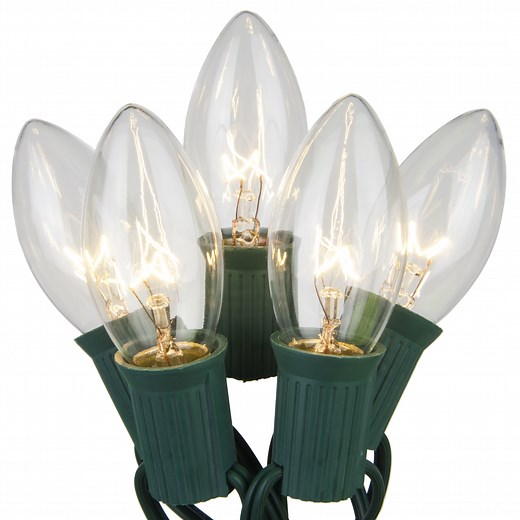 C9 Christmas Lights - 25 C9 Clear Christmas Lights - Christmas Lights, Etc