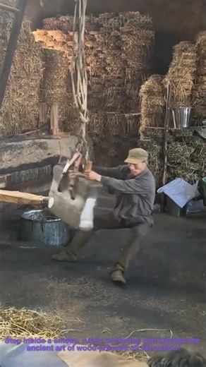 Traditional Wood-Pressed Oil Extraction