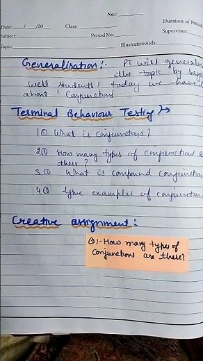English||lesson plan ||b.ed. || Conjunction||