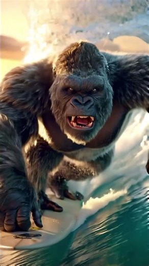 Ocean Surfer Gorilla 😍🌊 | Cinematic AI 4K