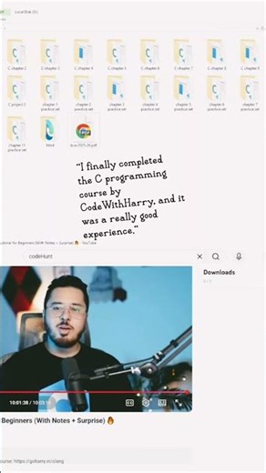 "I finally completed the C programming course by CodeWithHarry, and it was a really good experience.