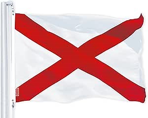 G128 Alabama AL State Flag | 3x5 Ft | LiteWeave Pro Series Printed 150D Polyester | Indoor/Outdoor, Vibrant Colors, Brass Grommets, Thicker and More Durable Than 100D 75D Polyester