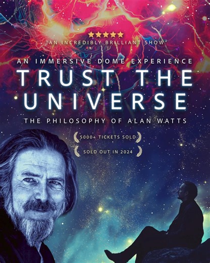 Inside OMSI’s planetarium, Portland becomes the next stop in a tour that’s sweeping across North America — where philosophy meets art, and inner space becomes as vast as the cosmos. Trust the Universe is an immersive 360° experience featuring the voice of Alan Watts — woven into a sonic and visual journey designed to quiet the mind and open the heart. With custom-dome animations, a transcendent original score, and surround audio that moves through you, this is not a documentary - it’s an experie