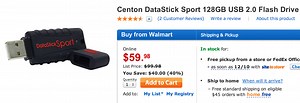 Centon 128GB USB 2.0 Stick: $60