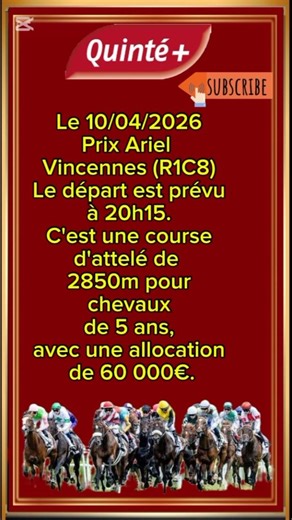 Pronostic Quinté+ Prix Ariel 10/04/26 : Mes 3 favoris #pmu