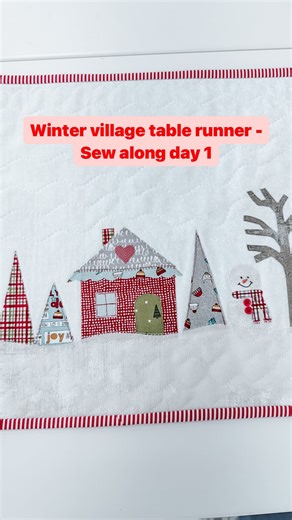 It’s day one of our Winter village appliqué tree skirt!! Today is all about appliqué! Let’s get started! Follow the steps below! Trace each of the pieces into the back of your heat n bond lite. Cut out each piece and apply it the back of your selected fabric with a hot iron. Cut out each of the pieces along the lines & set aside. You can peel the paper off now if you plan to appliqué right away. Make the snowy layer, apply your heat n bond to the back of the snowy layer. Then draw a wavy line on