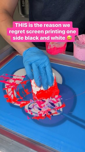 Should we have done this one differently 🫣 Or did our Master Printer make this...a vibe?? 😅👄🍭 #screenprinting #screenprint #customtees | Rush Order Tees
