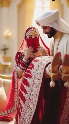 ArabGroom Romantic Dubai Royal Wedding | Red Lehenga Bride Niqab Reveal #dubaitiktok #dubaifashion